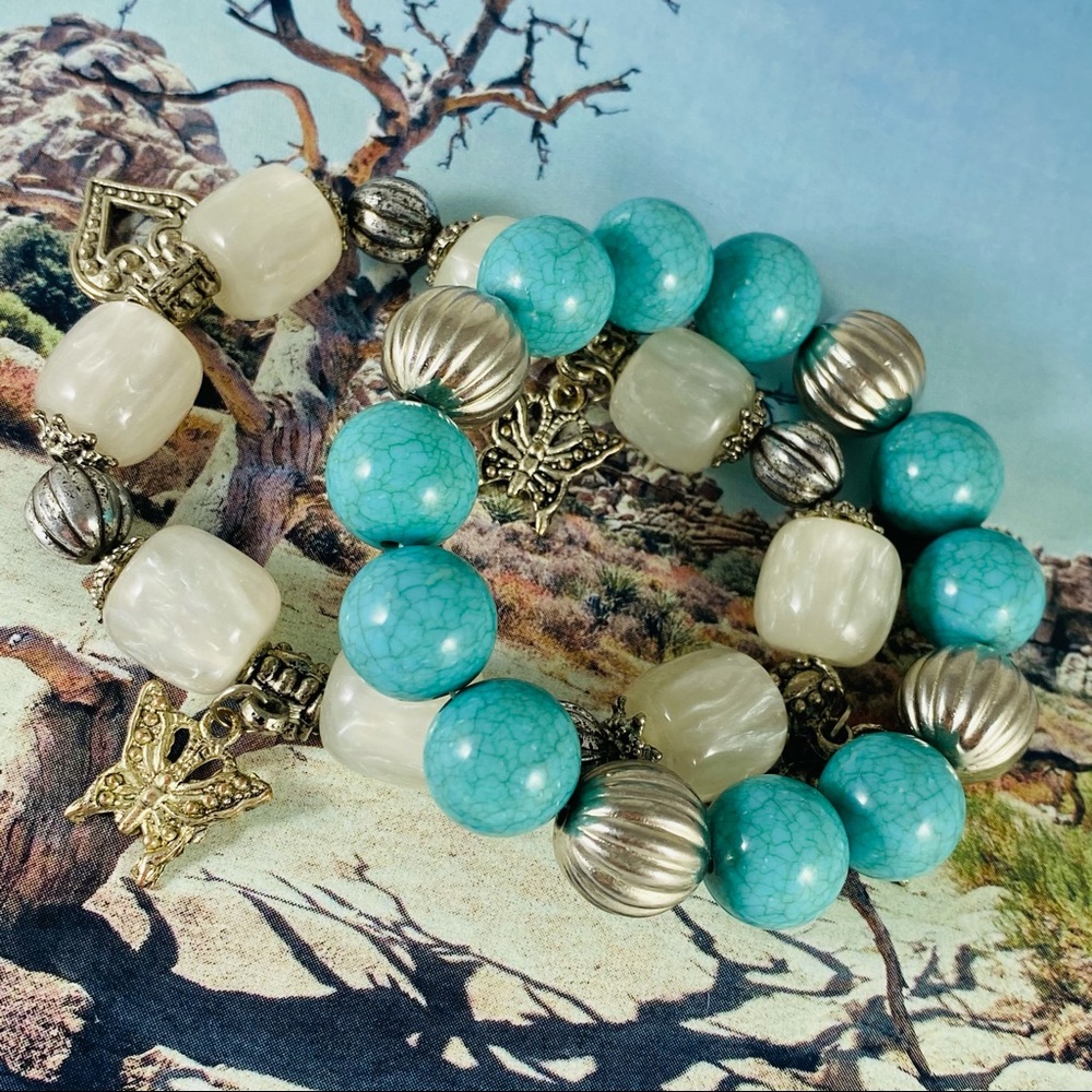 Beautiful Beaded Stretch Bracelets Butterfly - image 2